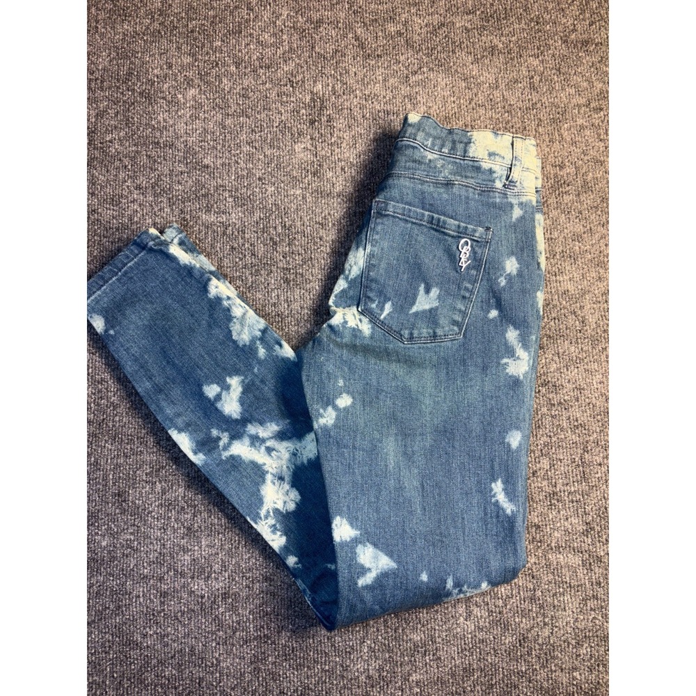 OBEY Propaganda Skinny Jeans Womens 25 Blue‎ Denim Splatter Stretch Regular Fit